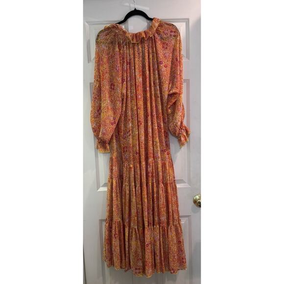 Free People Feeling Groovy Maxi Dress M Orange Floral Boho Medium - Picture 6 of 8